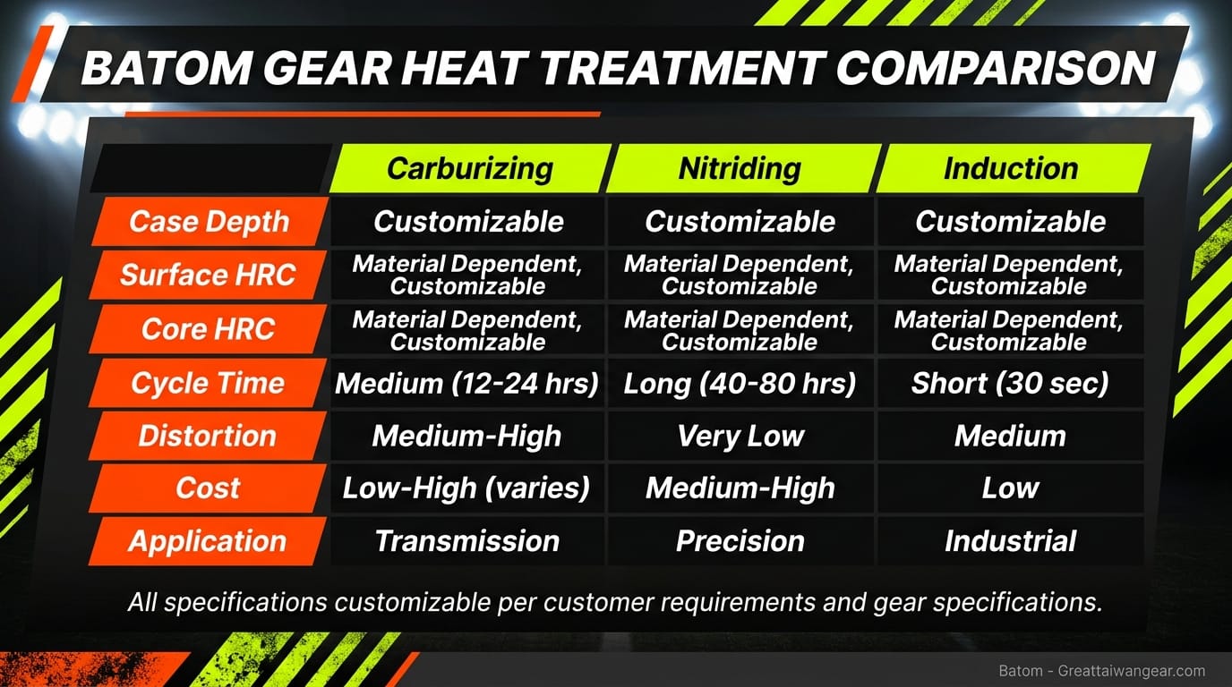 Heat treatment process comparison chart